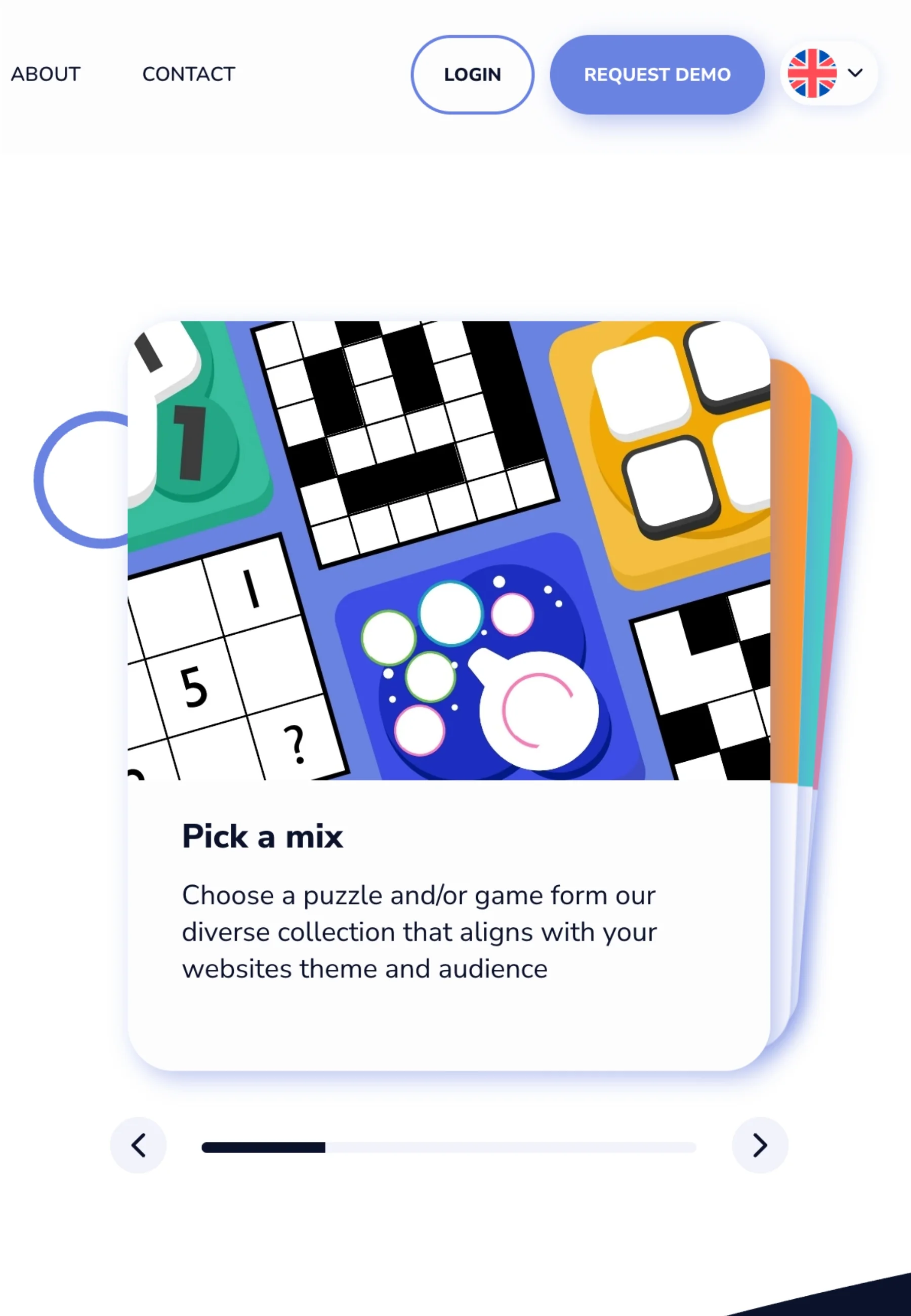 A colorful selection of various puzzle and game icons is shown under the heading "Pick a mix".